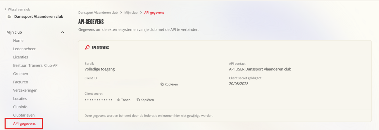 API gegevens