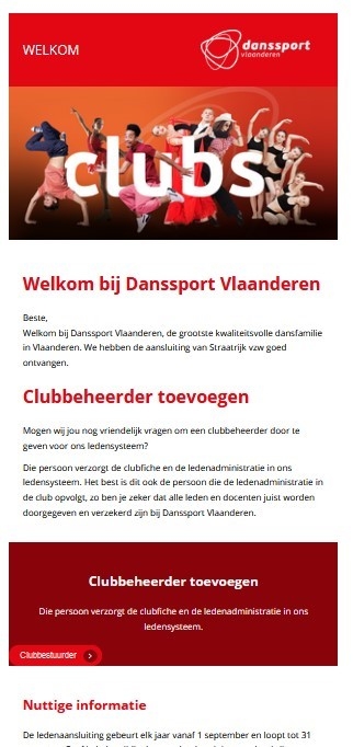 welkomstmail clubs